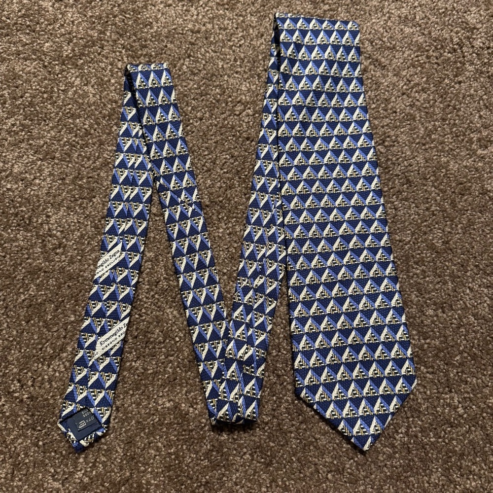 Ermenegildo Zehra Blue Patterned Men's Tie